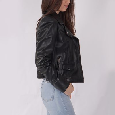 Selena Black Leather Biker Jacket
