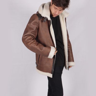 Victor Brown Leather Hooded Jacket