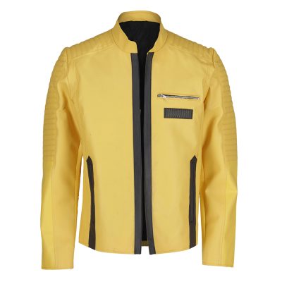 Adrian Yellow Leather Biker Jacket