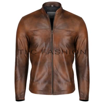 Brock Brown Leather Biker Jacket