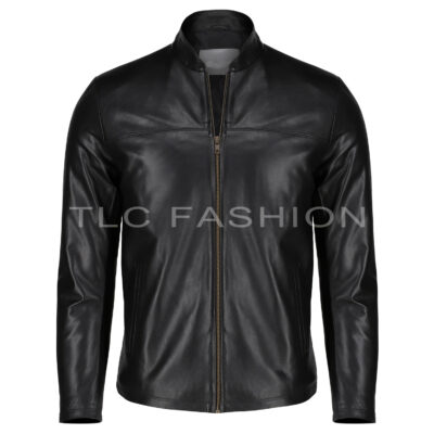 Edgar Black Leather Biker Jacket