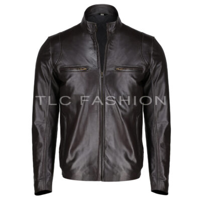 Trenton Dark Brown Leather Biker Jacket