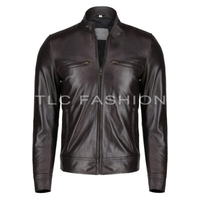 Talon Dark Brown Leather Biker Jacket