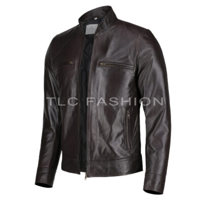 Talon Dark Brown Leather Biker Jacket