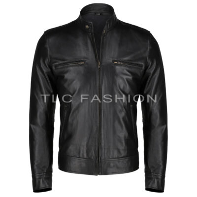 Gustavo Black Leather Biker Jacket