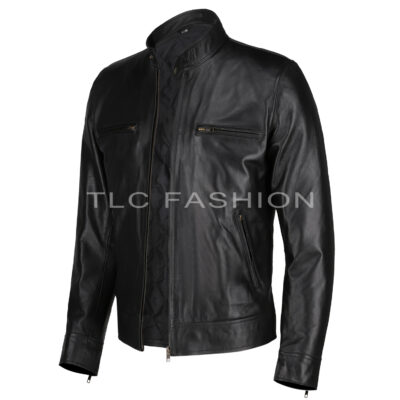 Gustavo Black Leather Biker Jacket